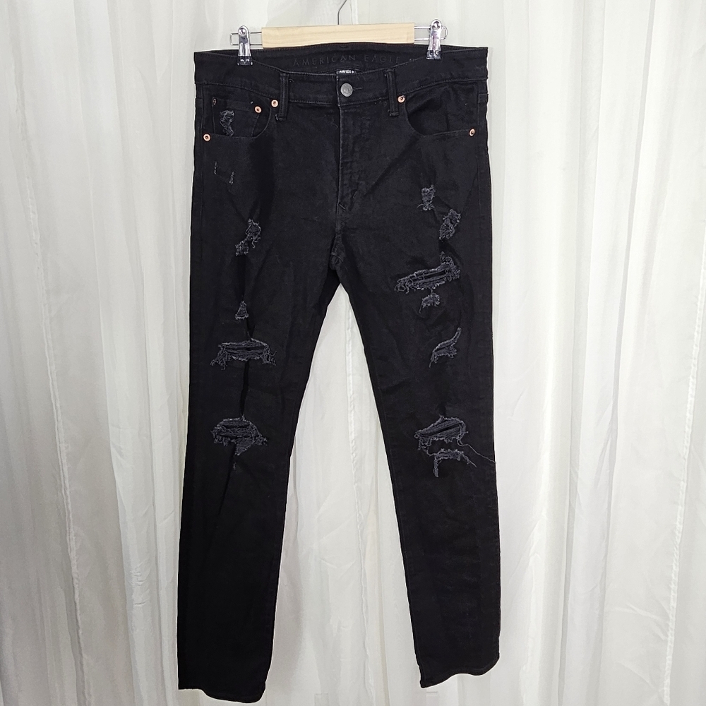 American Eagle Outfitters Men's Slim Black Ripped Jeans 34x34